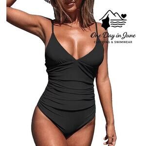 Cupshe V Neck Tummy Control One Piece Swimsuit Size S